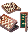 14x14cm Magnetic Wooden Folding Chess Set - Hobby.lt 🇬🇧