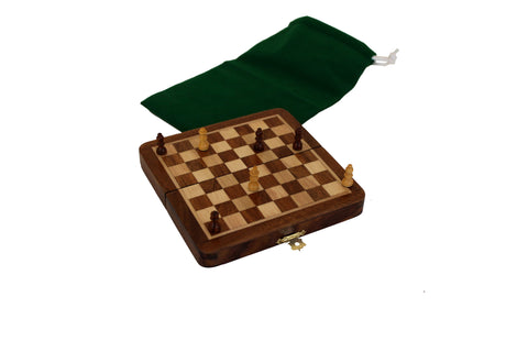 14x14cm Magnetic Wooden Folding Chess Set