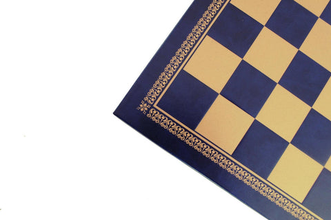 Gold & Blue Vegan Leather Chess Board, Handmade, 33cm, 3.5cm Squares, Italy