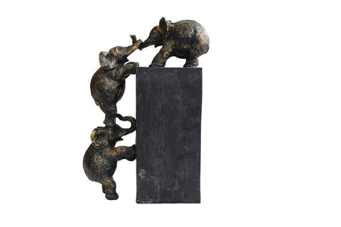 Bronze Resin Elephant Trio Sculpture – Friendship Home Decor, Made in Italy