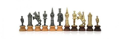 Camelot Medieval Chess Pieces, Metal & Wood, Gold/Silver, 11cm King, Italy