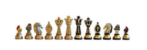 Hand-Painted Roman Metal Chess Pieces Set, 5cm King, Made in Italy
