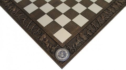 Greek Mythology Chess Board, Handcrafted Resin, 43x43 cm, Made in Italy