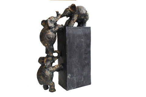 Bronze Resin Elephant Trio Sculpture – Friendship Home Decor, Made in Italy
