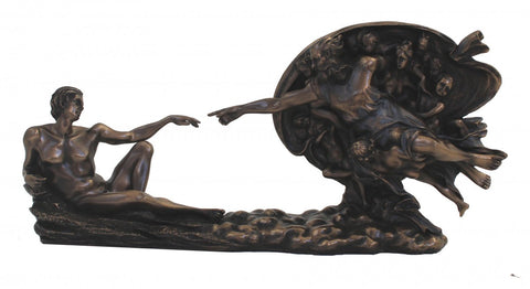 Creation of Adam Statue, Michelangelo, Bronze Resin, 27x7x12cm, Made in Italy