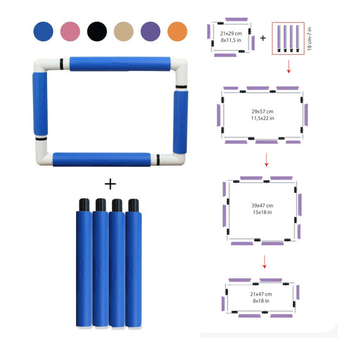 Nurge Clips Embroidery Hoop Extension 18 cm, Blue Plastic Frame Extender for Cross Stitch and Needlework, Compatible with Nurge Clips Frames