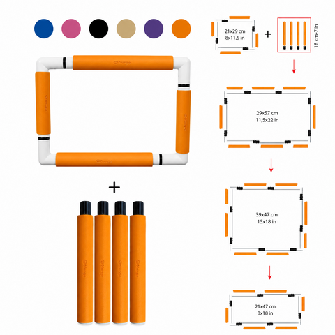 Nurge Clips Embroidery Frame Extension with Clamps, 18 cm Orange Plastic Accessory for Compatible Clips Frames