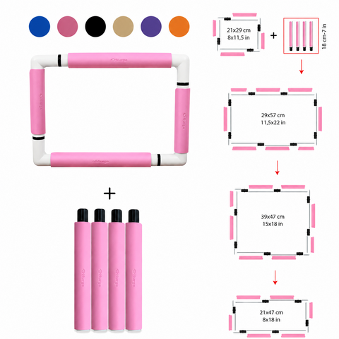 Nurge Clips Embroidery Hoop Frame Extension, 18 cm Pink Plastic, for Stabilizing Fabric During Embroidery and Quilting