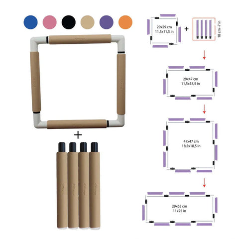 Nurge Clips Embroidery Frame Extension, 18 cm Beige Plastic, Compatible with Nurge Clips Frame System