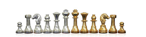 Gold & Silver Plated Brass Chess Pieces, Handmade Classic, Italy, 5cm King