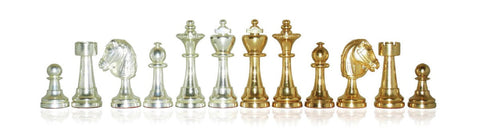 Handmade Brass Chess Pieces, Gold & Silver Plated, Classic, 7cm King, Italy