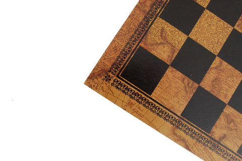 Faux Leather Chess Board, Vintage Map Design, 33x33 cm, Handmade in Italy