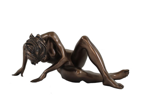 Bronze Resin Nude Woman Statue – Empowering Female Figure, 20x11x8 cm, Italy