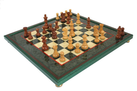 Handmade Wooden Chess Set, Weighted Acacia Pieces, Maple Board, Italy, 45cm