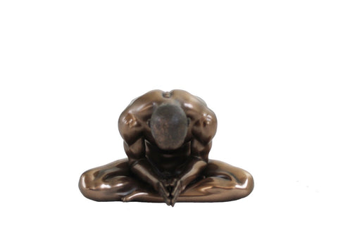 Meditating Nude Man Statue, Bronze Resin Figurine, Handmade in Italy, Zen Decor