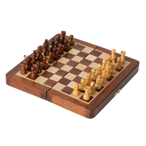 19X19CM FOLDING MAGNETIC WOODEN CHESS SET + CHECKER SET - Hobby.lt 🇬🇧