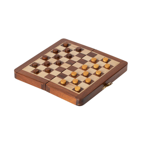 19X19CM FOLDING MAGNETIC WOODEN CHESS SET + CHECKER SET - Hobby.lt 🇬🇧