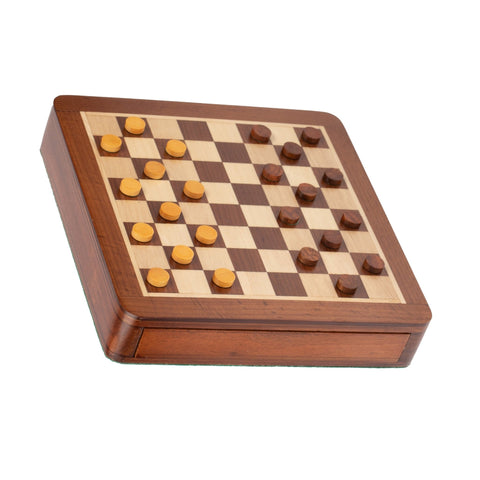 19X19CM SOLID WOOD MAGNETIC WOODEN CHESS SET WITH DRAWER + CHECKER SET - Hobby.lt 🇬🇧