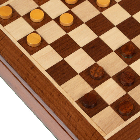 19X19CM SOLID WOOD MAGNETIC WOODEN CHESS SET WITH DRAWER + CHECKER SET - Hobby.lt 🇬🇧