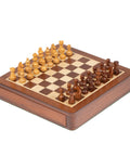 19X19CM SOLID WOOD MAGNETIC WOODEN CHESS SET WITH DRAWER + CHECKER SET - Hobby.lt 🇬🇧