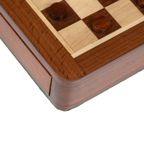 19X19CM SOLID WOOD MAGNETIC WOODEN CHESS SET WITH DRAWER + CHECKER SET - Hobby.lt 🇬🇧