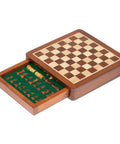 19X19CM SOLID WOOD MAGNETIC WOODEN CHESS SET WITH DRAWER + CHECKER SET - Hobby.lt 🇬🇧