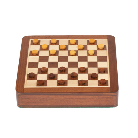 19X19CM SOLID WOOD MAGNETIC WOODEN CHESS SET WITH DRAWER + CHECKER SET