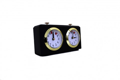 Analog Chess Clock, Black Classic with Gold Accents, Tournament, Made in Italy
