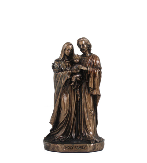 Catholic Holy Family Statue 8.5cm, Bronze-Tone Resin, Handmade, Made in Italy