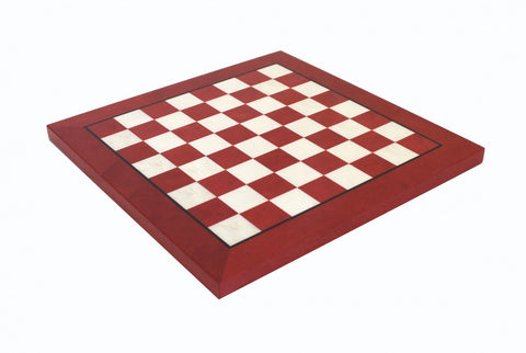 Italian Handmade Red Hardwood Chess Board, 51x51 cm, 5 cm Squares, Glossy