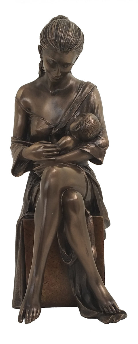 Mother and Son Bronze Resin Sculpture 24cm, Italian Made Gift