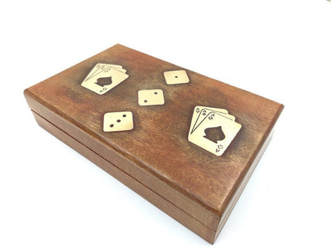 2 decks of cards and dice in wooden box WB114B - Hobby.lt 🇬🇧