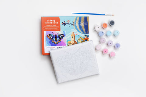 Paint by Numbers Kit, Hedgehog Design, Wizardi Acrylic Painting Set, 16.5×13 cm, Brushes Included