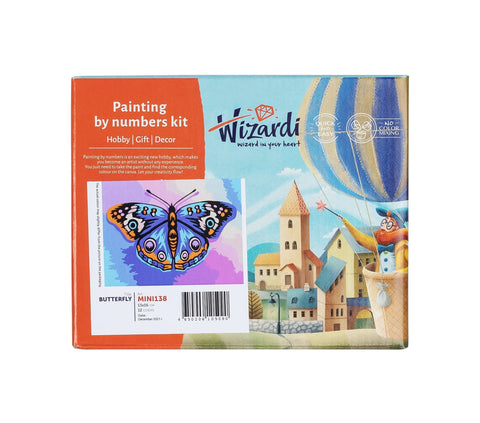 Paint by Numbers Kit, Blue Sea Seascape, Mini 13×16 cm, Wizardi Painting Set for Beginners and Adults