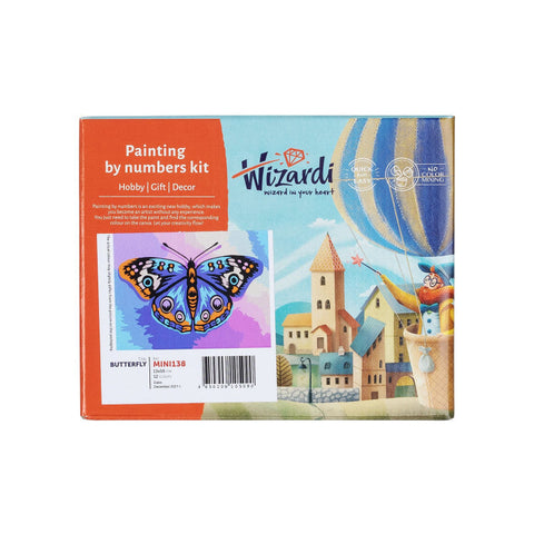 Paint by Numbers Kit, White Cat Design, Mini 16.5×13 cm Creative Art Set for Beginners and Advanced Artists by Wizardi