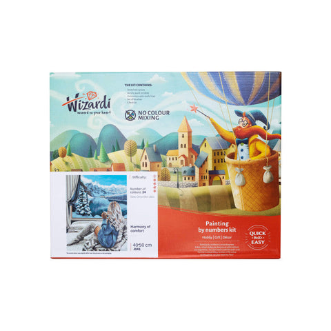 Forest Deer Paint by Numbers Kit, 40x50 cm Stretched Canvas, 24 Ready-to-Use Paints, 3 Brushes, Wizardi DIY Wall Art