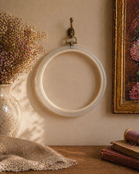 Nurge Clear Round Embroidery Hoop 20.5 cm, Flexible Plastic Frame for Cross Stitch and Decorative Hand Embroidery
