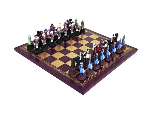 Medieval Crusaders vs Saracens Pewter Chess Set, Hand-Painted, Italy