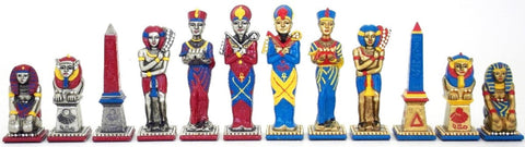 Large Egyptian Metal Chess Pieces, Hand-Painted, Gold & Silver, King 12.5cm, Italy