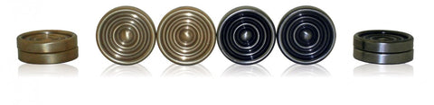 Handmade Two-Tone Brass Checkers Set, 24 Pieces, 4.5 cm, Made in Italy