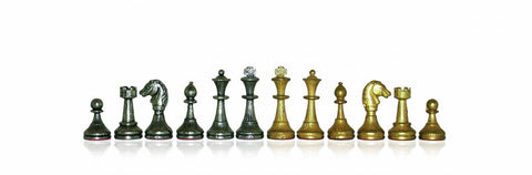 Gold & Silver Plated Metal Chess Pieces, Handcrafted Classic Set, Made in Italy