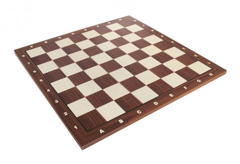 Walnut Maple Chess Board with Coordinates, 50x50 cm, Handmade in Italy