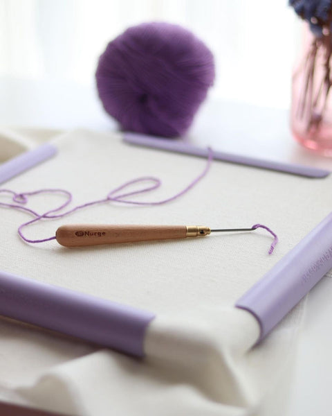 Nurge 21x21 cm Lilac Plastic Clip Embroidery Frame, Square Hoop for Needlework and Crafts