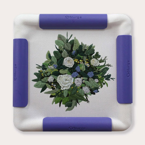Nurge 21x21 cm Lilac Plastic Clip Embroidery Frame, Square Hoop for Needlework and Crafts
