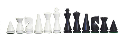 Modern Acacia Chess Pieces, Handmade Black & White, King 7.6 cm, Made in Italy