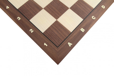 Walnut Maple Chess Board with Coordinates, 50x50 cm, Handmade in Italy
