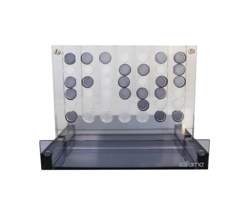 Acrylic Plexiglass Connect Four - Modern Magnetic Travel Game, Made in Italy