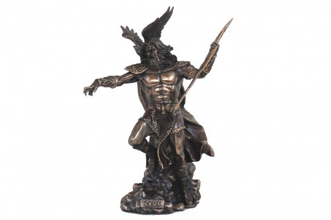 Zeus Statue with Eagle & Lightning, Large 50cm Bronze Resin Greek God Sculpture