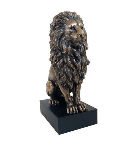 Bronze Lion Statue, 22cm Resin Figurine, Italian Made Home Decor Gift