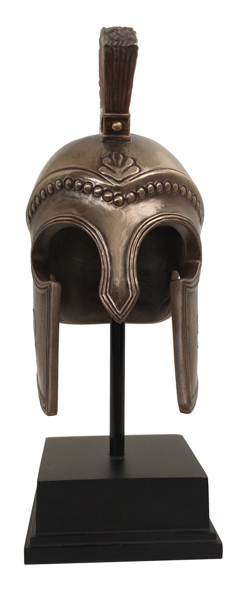 Greek Hoplite Helmet Statue, Bronze Finish Resin, 21cm, Made in Italy